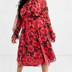 Missguided Plus Pink and Black Floral Dress
